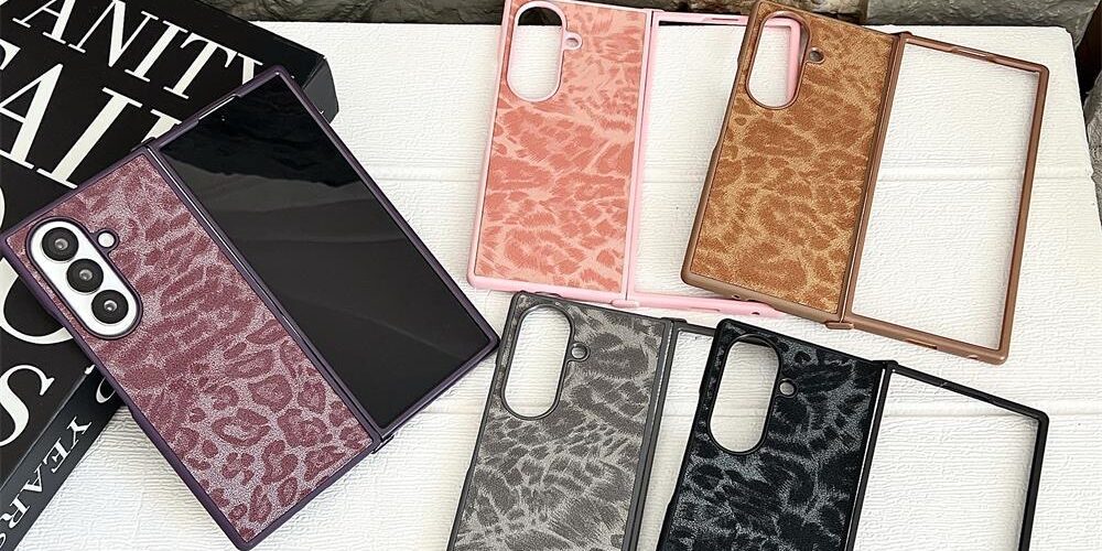 Magnetic leopard leather shockproof Samsung Z Flip6 hard case