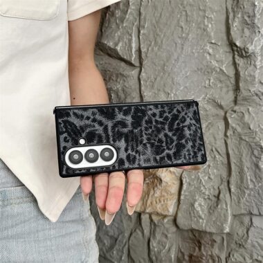 Magnetic leopard leather shockproof Samsung Z Flip6 hard case