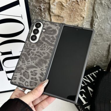 Magnetic leopard leather shockproof Samsung Z Flip6 hard case