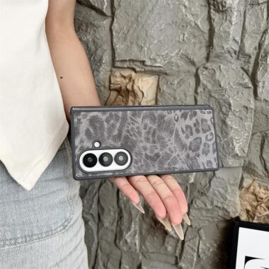 Magnetic leopard leather shockproof Samsung Z Flip6 hard case
