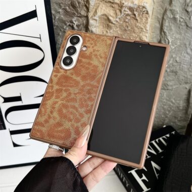 Magnetic leopard leather shockproof Samsung Z Flip6 hard case