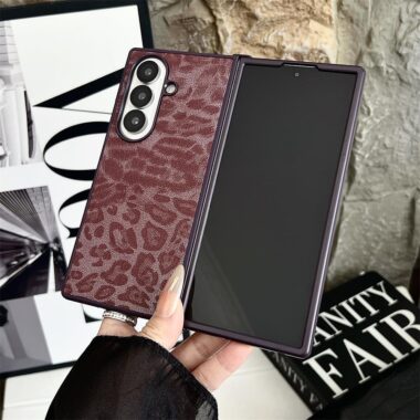 Magnetic leopard leather shockproof Samsung Z Flip6 hard case
