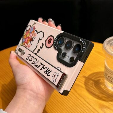 cute line art dog magnetic wrist strap Samsung phone case