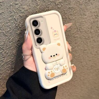 Lucky bear mirror stand shockproof Samsung Plus phone case
