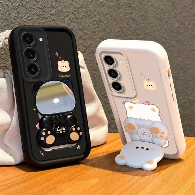 Lucky bear mirror stand shockproof Samsung Plus phone case