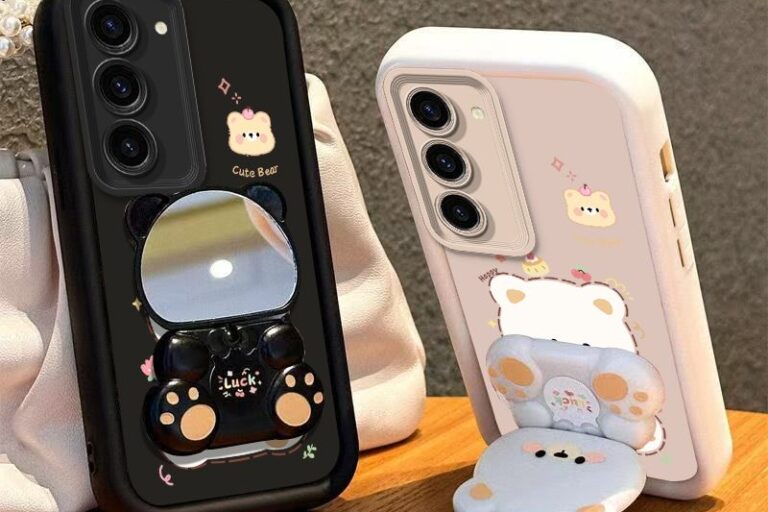 Lucky bear mirror stand shockproof Samsung Plus phone case