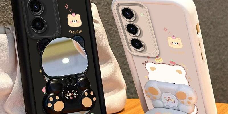 Lucky bear mirror stand shockproof Samsung Plus phone case