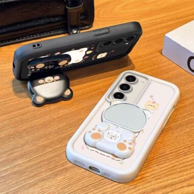 Lucky bear mirror stand shockproof Samsung Plus phone case
