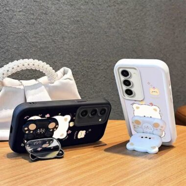 Lucky bear mirror stand shockproof Samsung Plus phone case