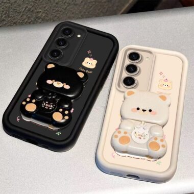 Lucky bear mirror stand shockproof Samsung Plus phone case