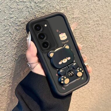 Lucky bear mirror stand shockproof Samsung Plus phone case