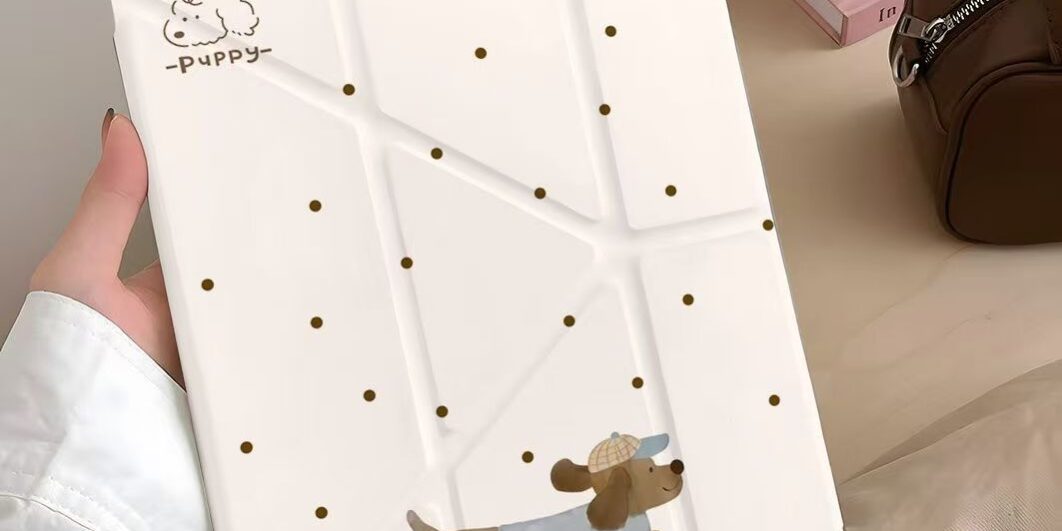 Cartoon polka dot lucky dog Y fold shockproof iPad case