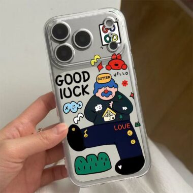 Lucky Uncle cartoon clear soft full cover iPhone 17 case