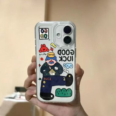 Lucky Uncle cartoon clear soft full cover iPhone 17 case