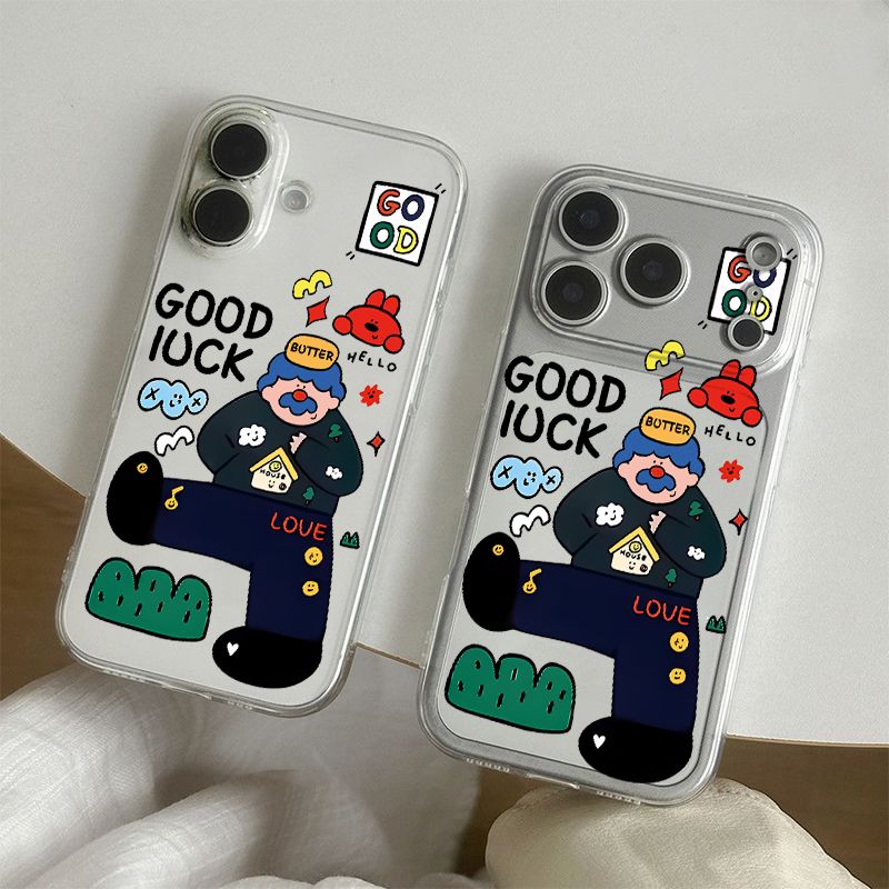 Lucky Uncle cartoon clear soft full cover iPhone 17 case