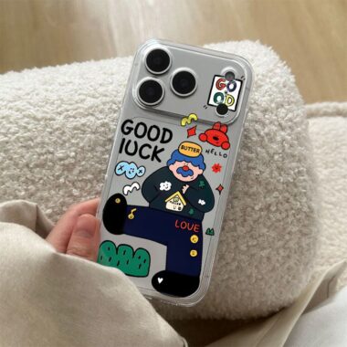 Lucky Uncle cartoon clear soft full cover iPhone 17 case