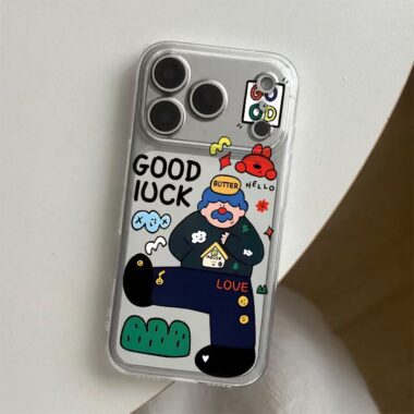 Lucky Uncle cartoon clear soft full cover iPhone 17 case