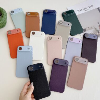 Slim lychee texture hard full cover iPhone 17 phone case