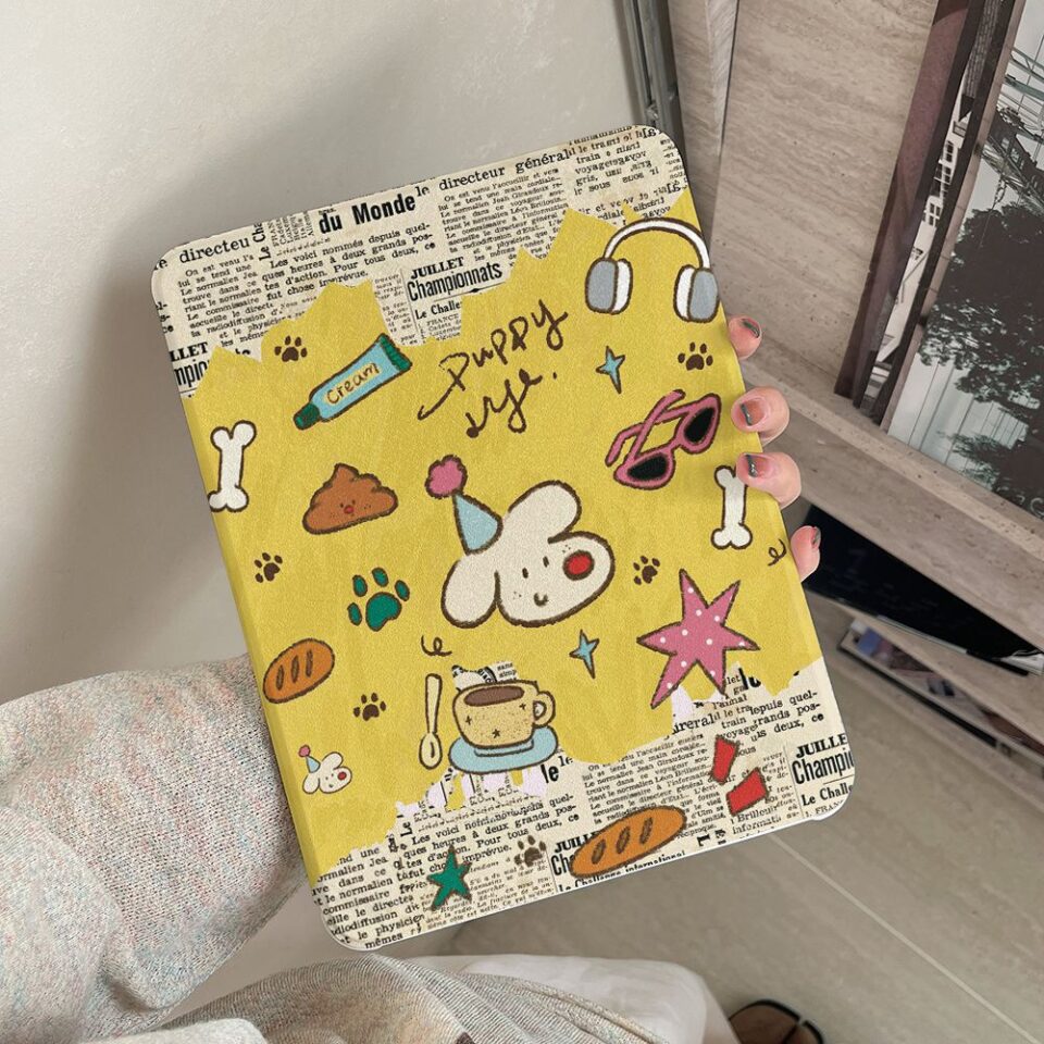 Cartoon magazine graffiti 360 rotating shockproof iPad case