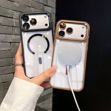 Magnetic iPhone 17 case with glass camera lens protector
