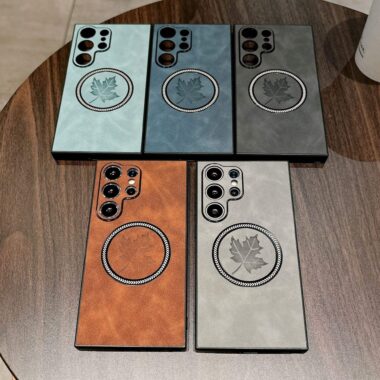 Luxury leather texture magnetic Samsung S25 S24 Ultra case