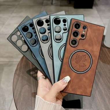 Luxury leather texture magnetic Samsung S25 S24 Ultra case