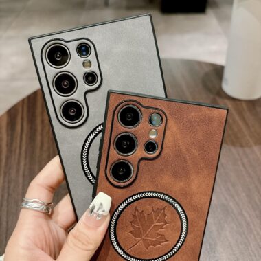 Luxury leather texture magnetic Samsung S25 S24 Ultra case