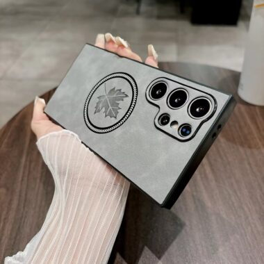 Luxury leather texture magnetic Samsung S25 S24 Ultra case