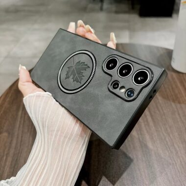 Luxury leather texture magnetic Samsung S25 S24 Ultra case