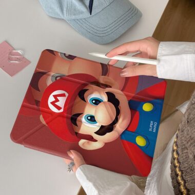 Cartoon Mario Y-fold protective iPad case