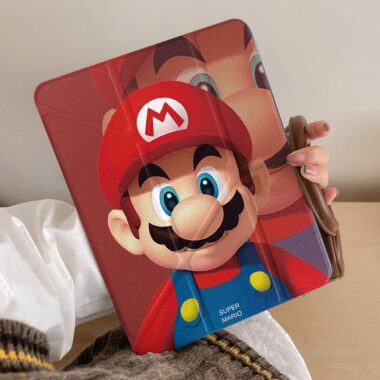 Cartoon Mario Y-fold protective iPad case