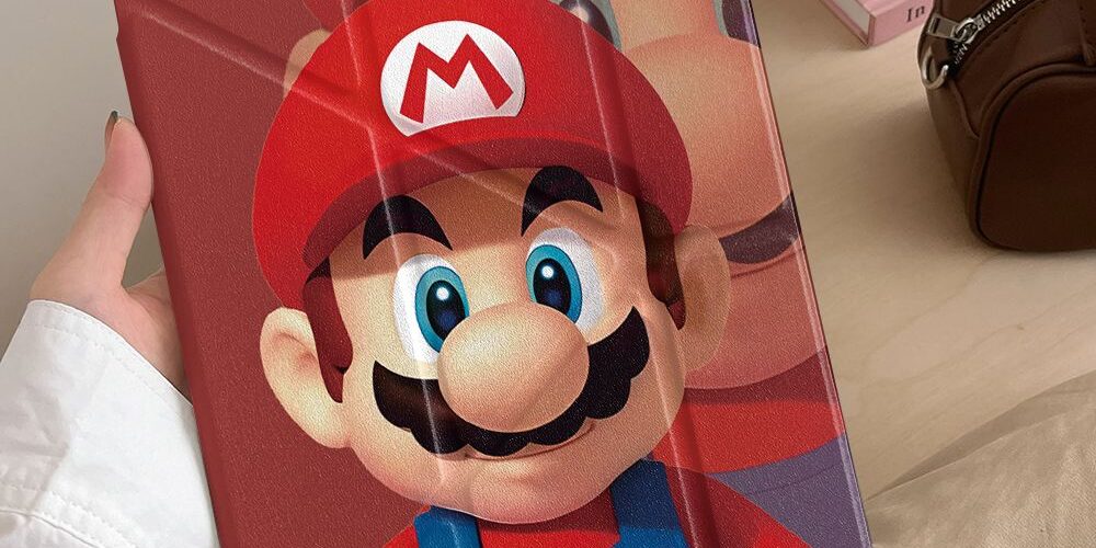 Cartoon Mario Y-fold protective iPad case