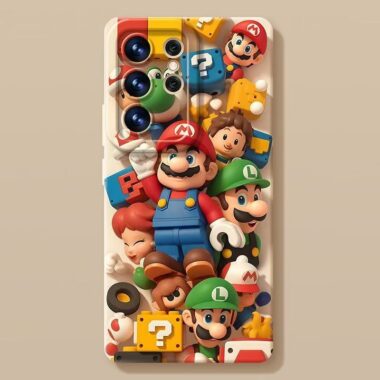 Cute Mario full cover shockproof silicone Samsung S24 Ultra case