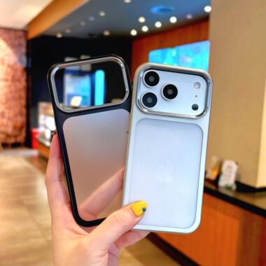 Matte electroplated iPhone 17 case with metal camera ring