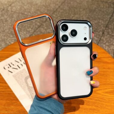 Matte electroplated iPhone 17 case with metal camera ring