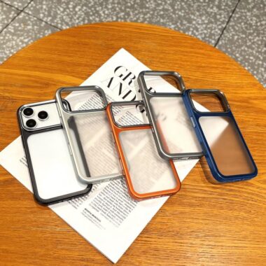 Matte electroplated iPhone 17 case with metal camera ring