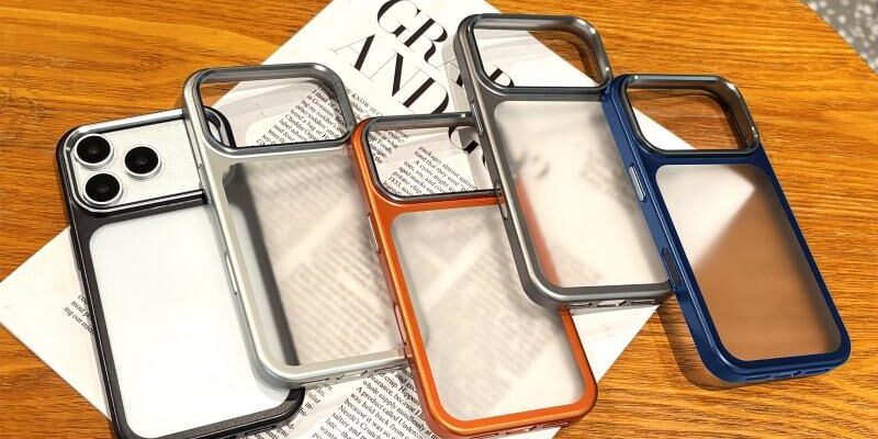Matte electroplated iPhone 17 case with metal camera ring