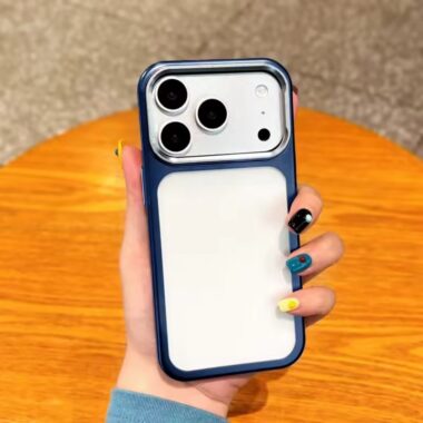 Matte electroplated iPhone 17 case with metal camera ring