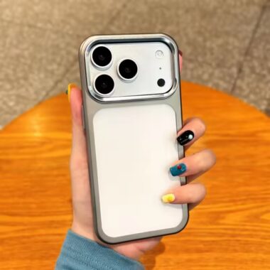 Matte electroplated iPhone 17 case with metal camera ring