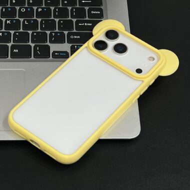 Solid color Mickey ear silicone shockproof iPhone 17 case