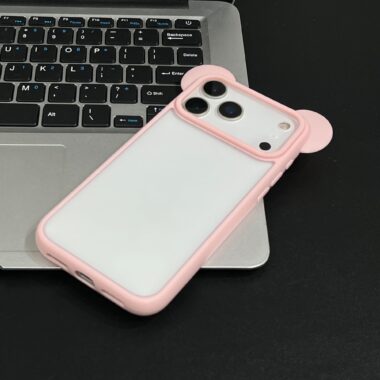 Solid color Mickey ear silicone shockproof iPhone 17 case