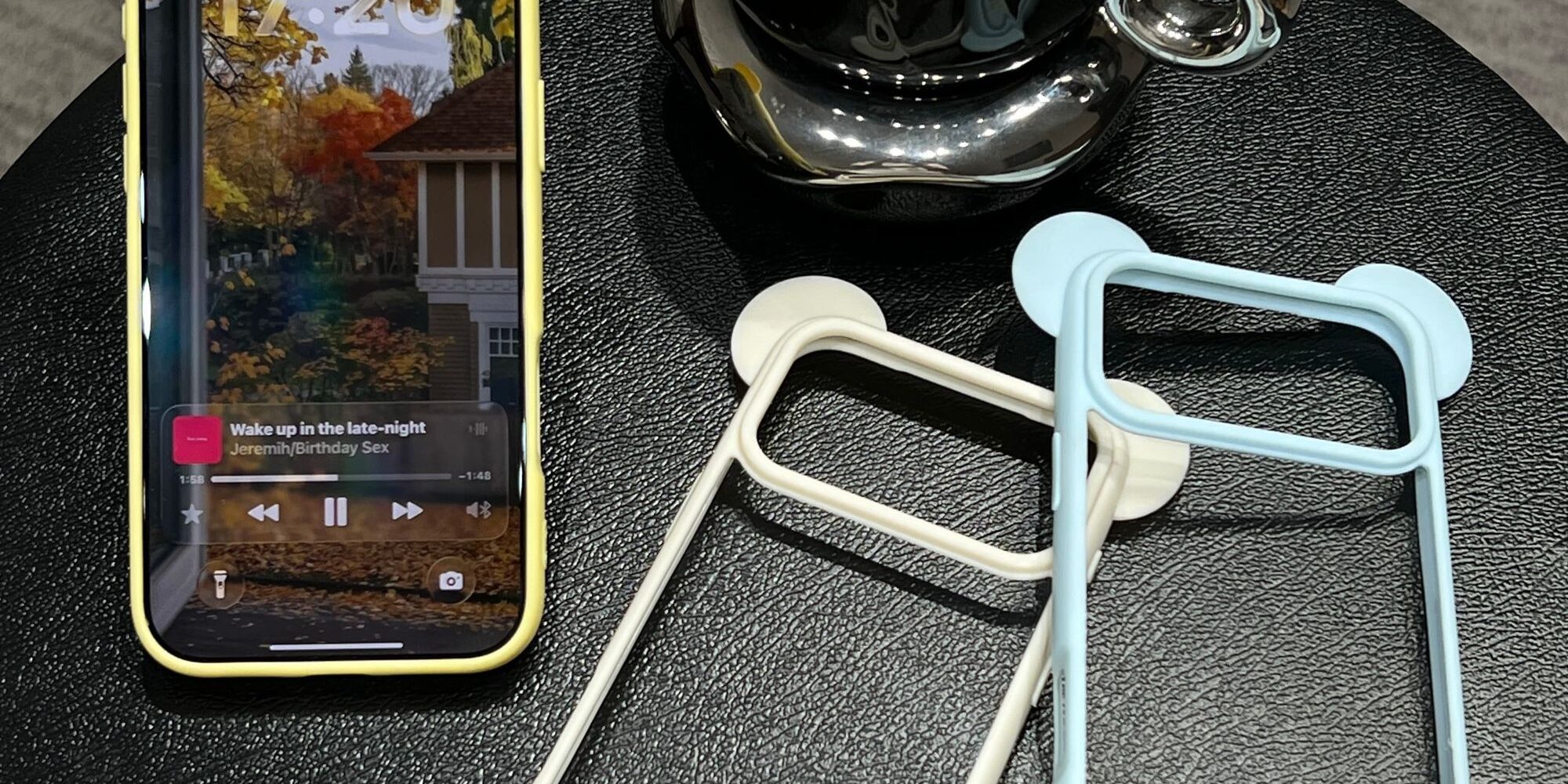 Solid color Mickey ear silicone shockproof iPhone 17 case