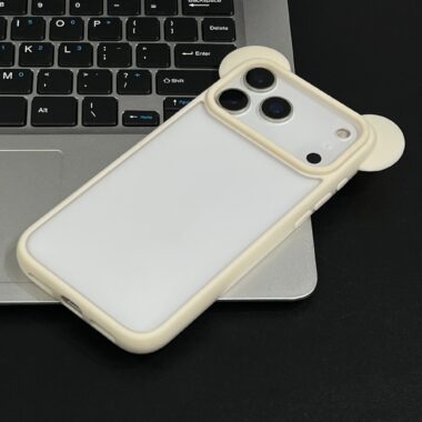 Solid color Mickey ear silicone shockproof iPhone 17 case