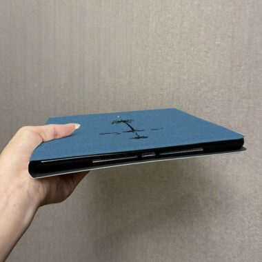 Minimal Blue Palm Silk Texture Folio iPad Case