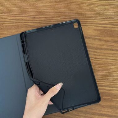 Minimal Blue Palm Silk Texture Folio iPad Case