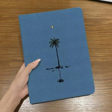 Minimal Blue Palm Silk Texture Folio iPad Case