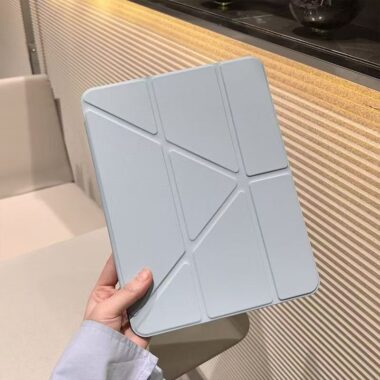 Light blue acrylic Y shape folding hard shell iPad case