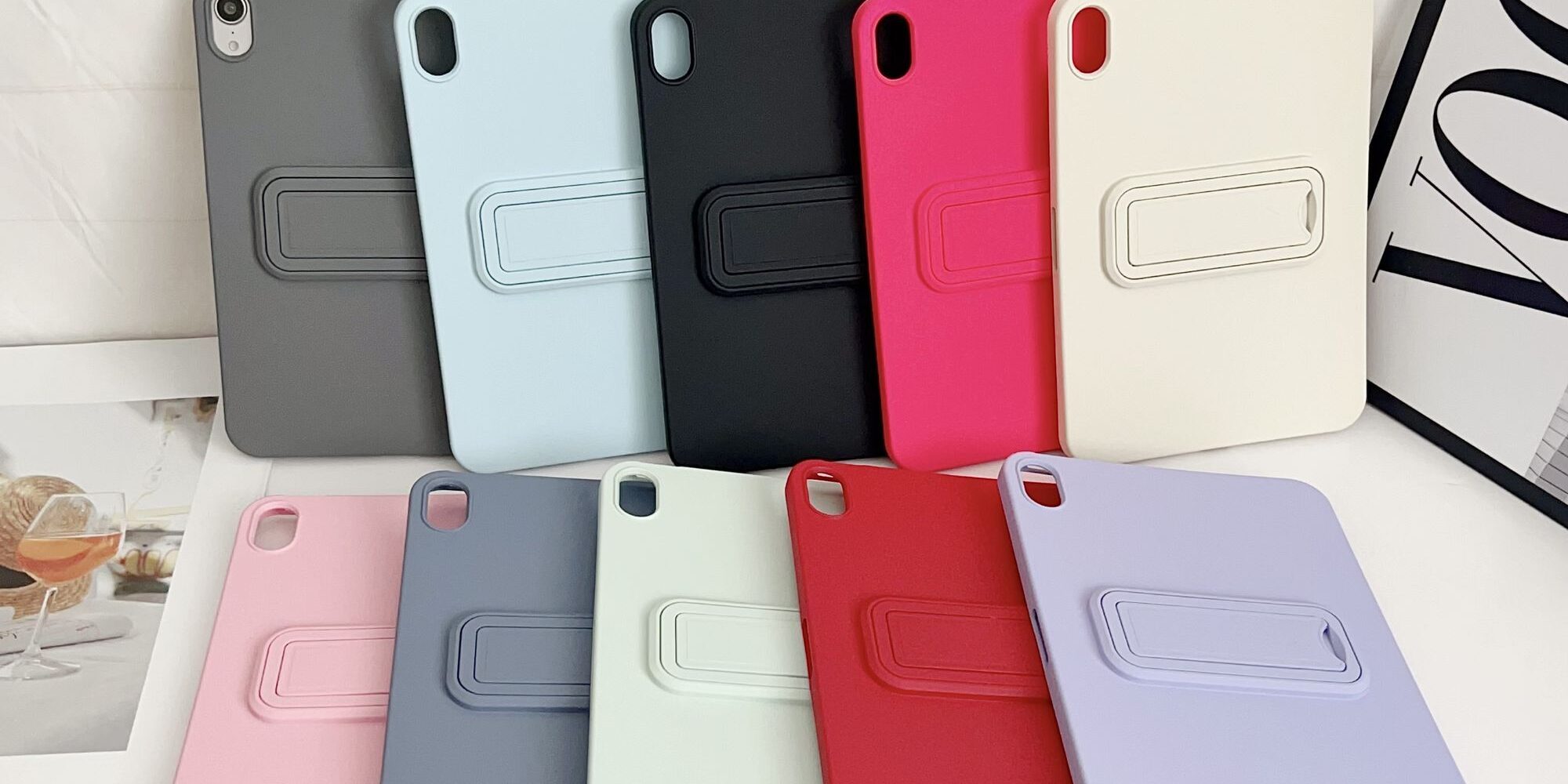 Soft-touch frosted solid color shockproof iPad case with stand