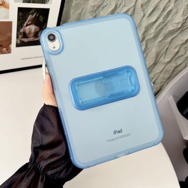 Solid color clear soft iPad case with foldable stand