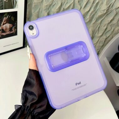 Solid color clear soft iPad case with foldable stand